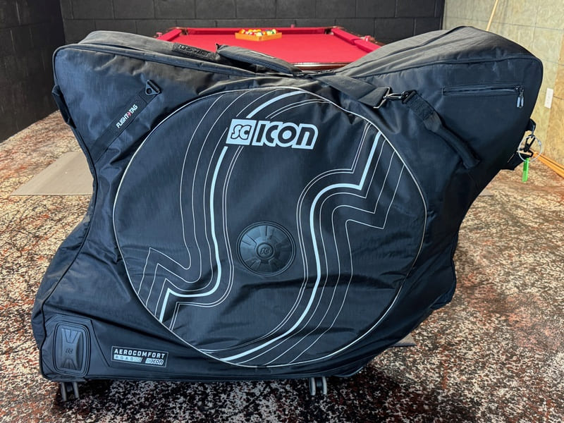 My bicycle is packed and ready with a final weight of 48.6 lbs. This was essential because domestic flights now try a bicycle as a standard luggage fee as long as it is under 50 lbs. I got really here. I like this luggage because you don't need to remove the handlebars nor the seat. We cyclists are very persnickety about saddle and handlebar settings, so I don't need to disturb the set up.